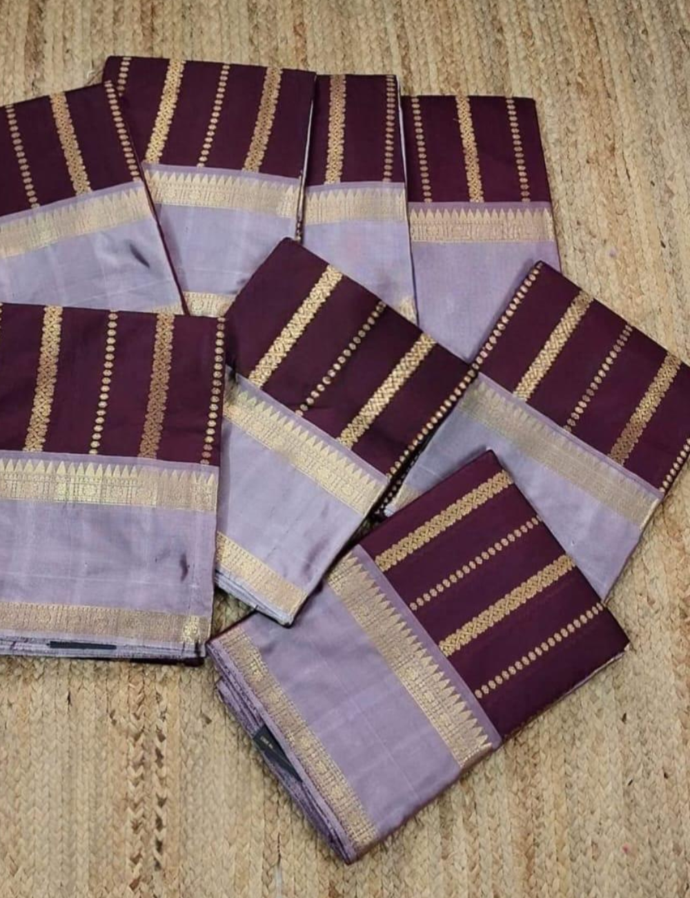 BANARASI KETAN SOFT SILK SAREE Maroon with Gold Zari Stripes