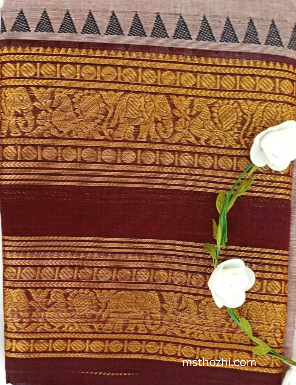 Chettinad Cotton Saree (Traditional Temple Border Style)