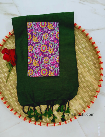 Elegant Green Khadi Cotton Saree with Blouse