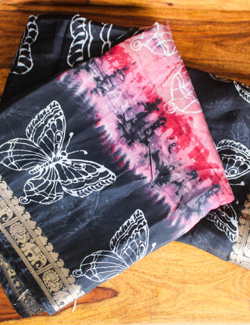 Mangalagiri Silk Cotton Saree with Blouse – Butterfly Design