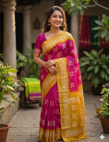 Summer Special Banswada Batik Cotton Saree with Blouse
