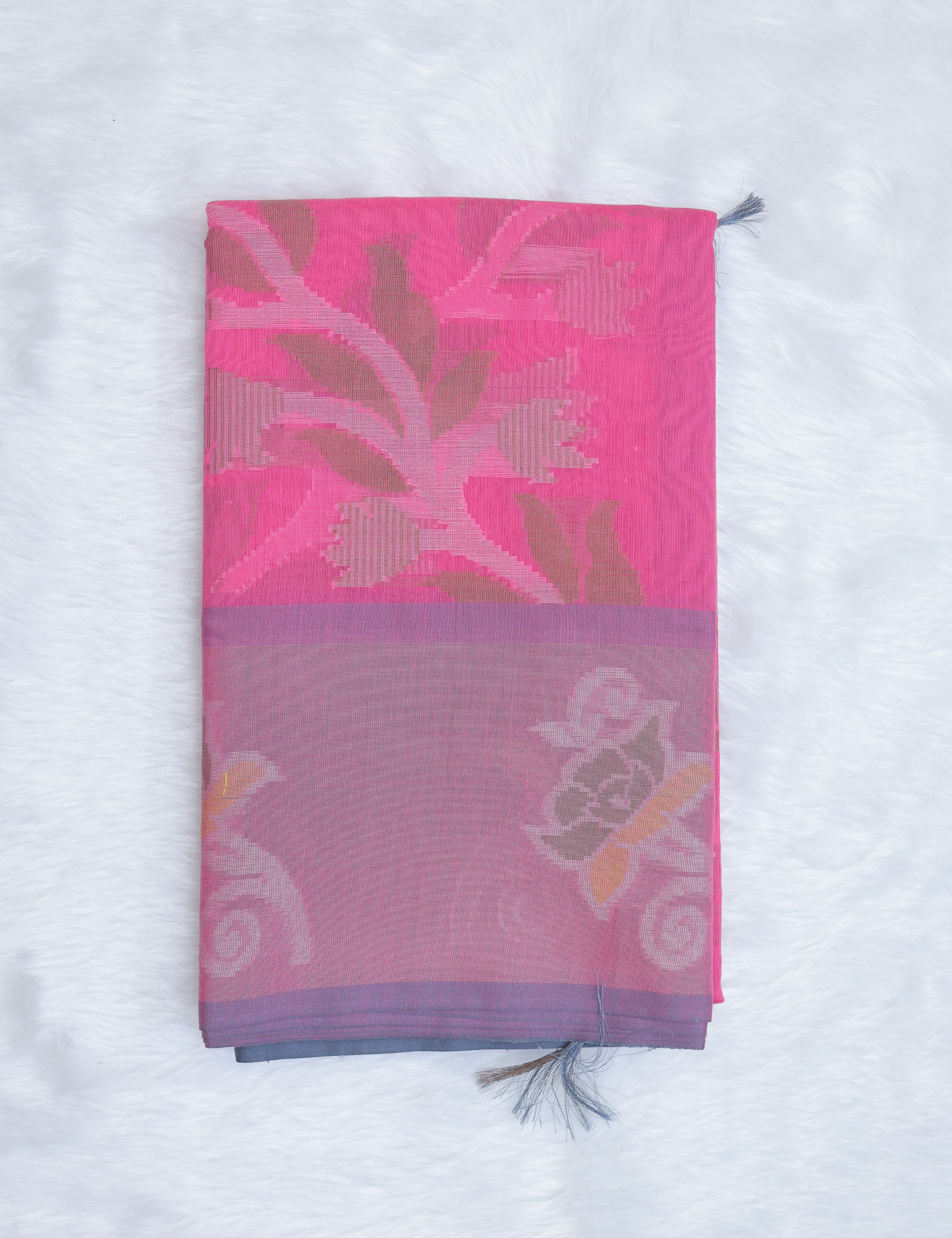 Chanderi Pochampally Silk Cotton Saree – Soft Pink Elegance