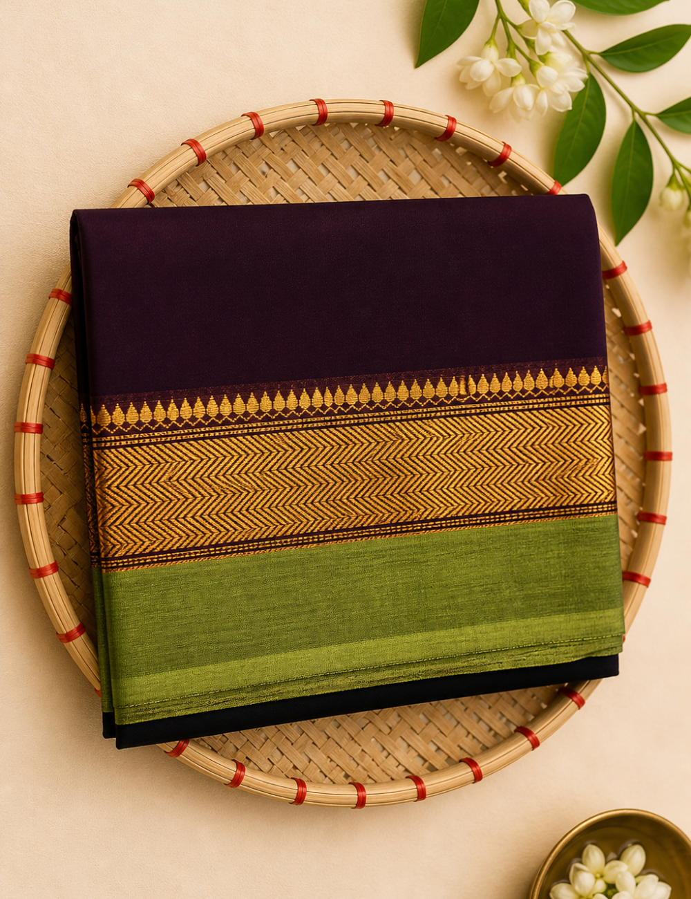 Elegant Chettinad Cotton Saree with Zari Border