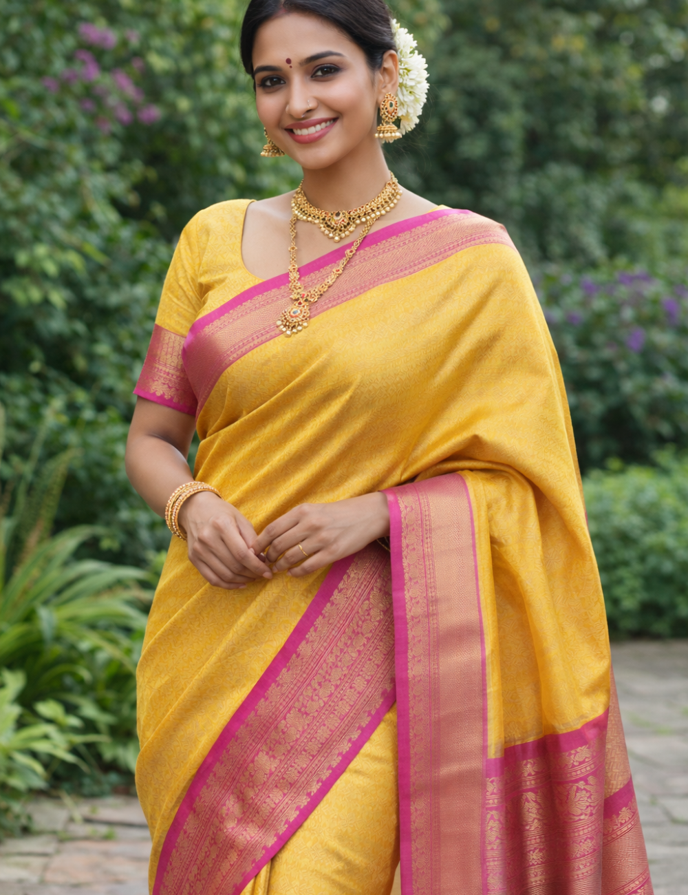 Banarasi Kathan Silk Sarees – Green & Yellow Dual Elegance