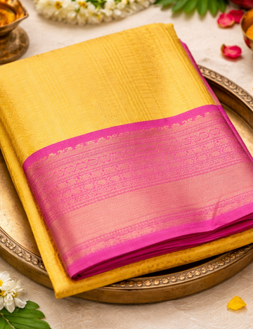 Banarasi Kathan Silk Sarees – Green & Yellow Dual Elegance
