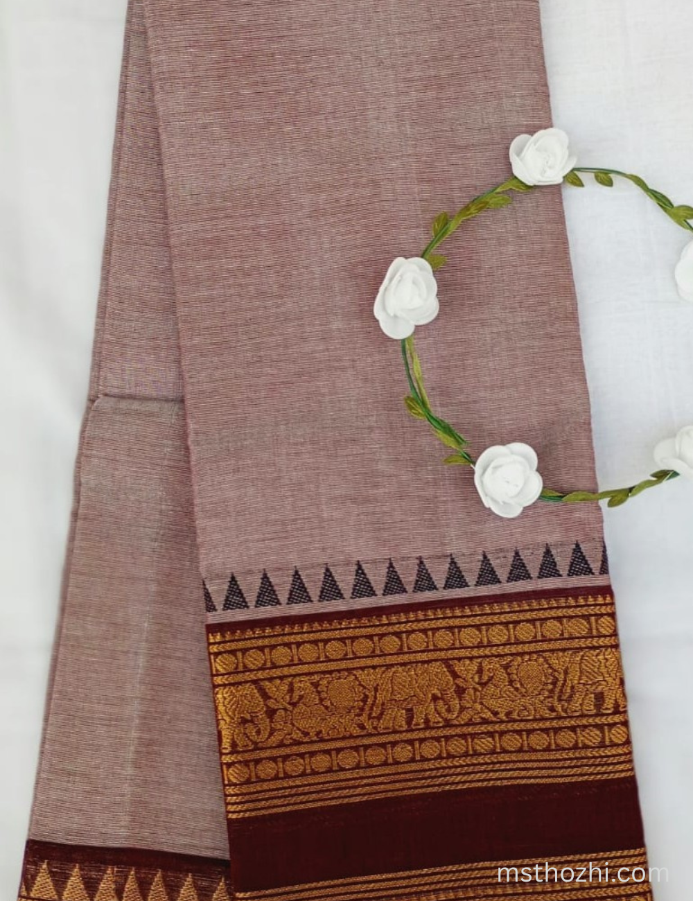 Chettinad Cotton Saree (Traditional Temple Border Style)