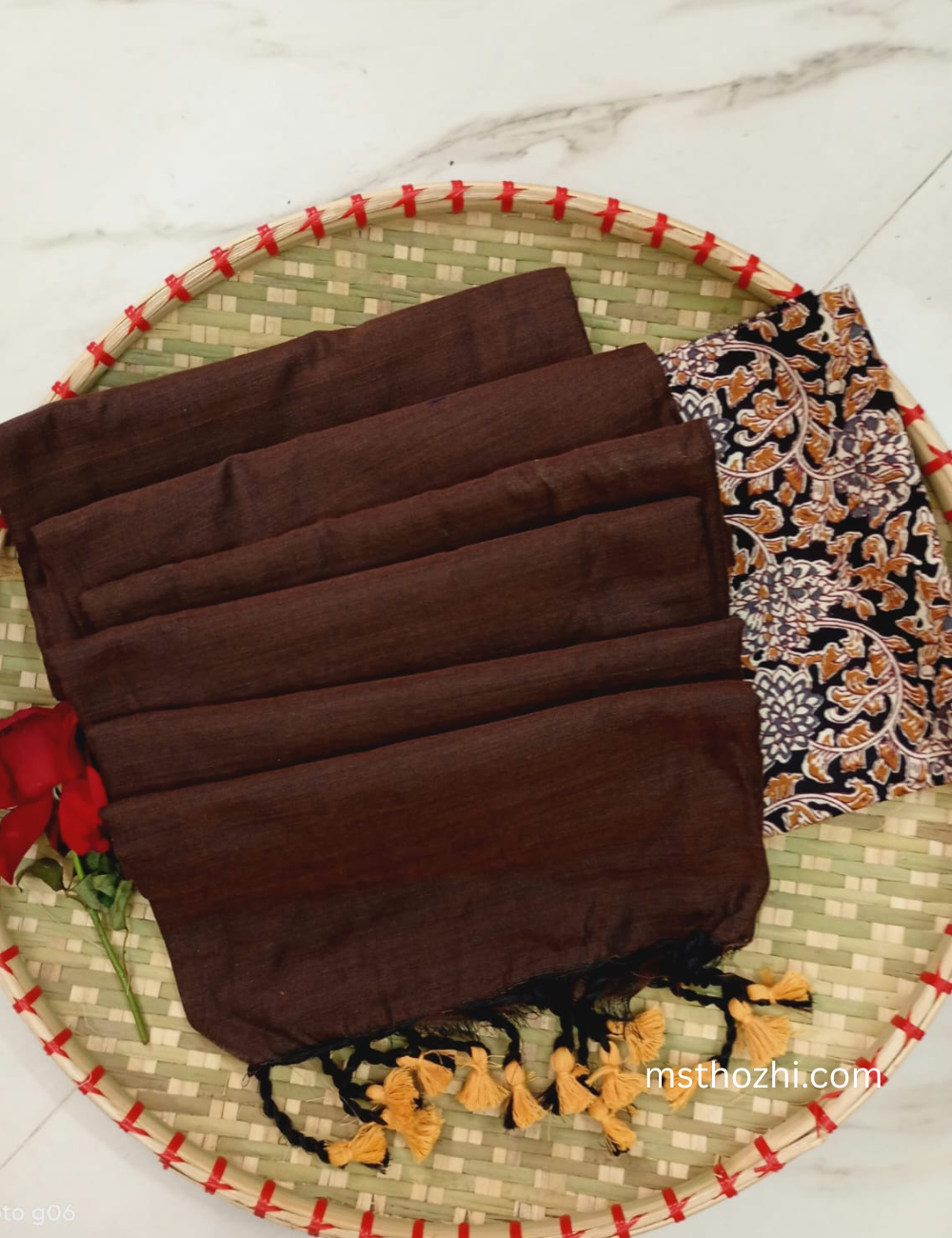 Coffee Brown Khadi Cotton Saree with Blouse | Soft Handloom Saree for Daily & Office Wear