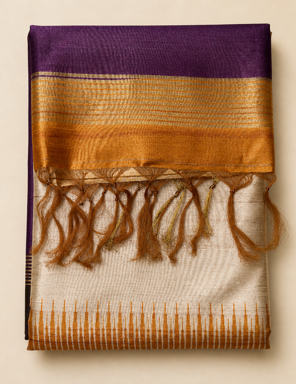 Royal Purple Tussar Silk Saree with Blouse
