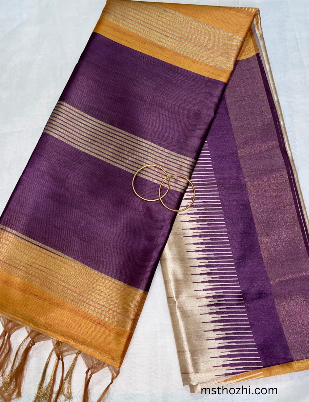 Royal Purple Tussar Silk Saree with Blouse