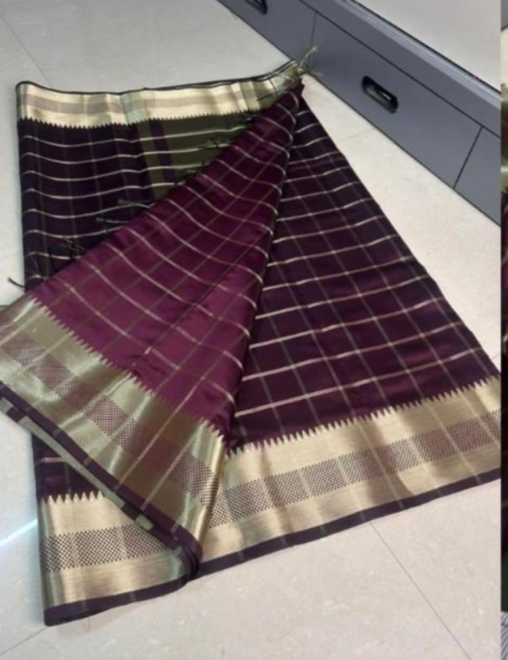 Banarasi Silk Celebrity Checks Party Wear Saree with Blouse
