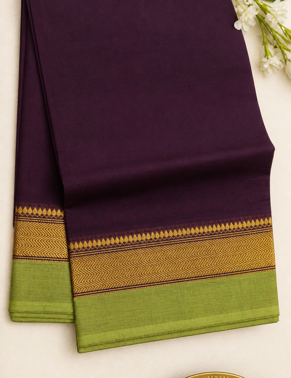 Elegant Chettinad Cotton Saree with Zari Border