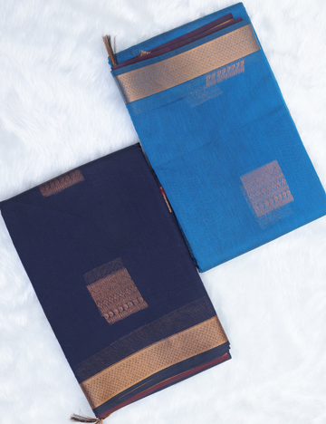 Elegant Dual Tone Silk Cotton Saree with Rich Zari Border