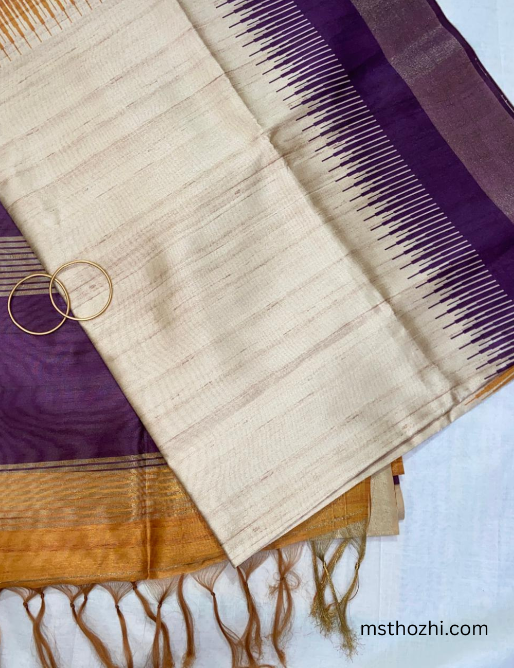 Royal Purple Tussar Silk Saree with Blouse