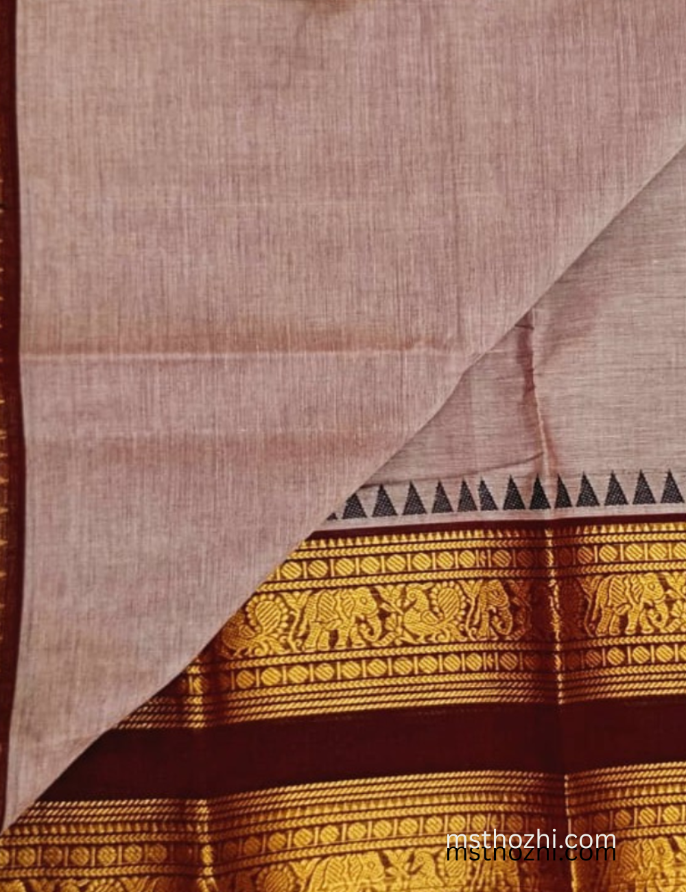 Chettinad Cotton Saree (Traditional Temple Border Style)