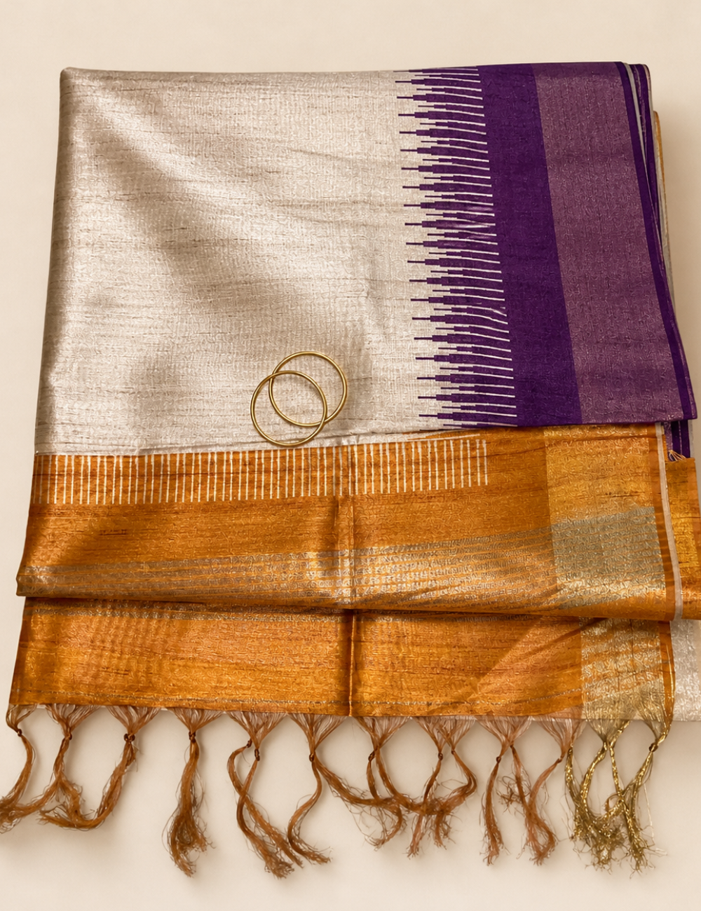 Royal Purple Tussar Silk Saree with Blouse
