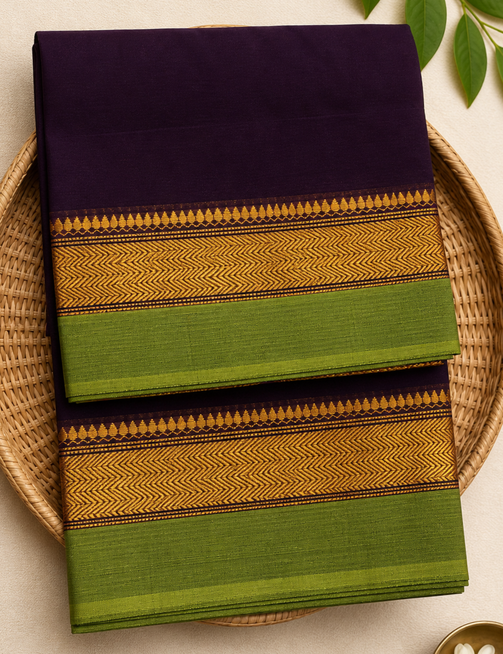 Elegant Chettinad Cotton Saree with Zari Border