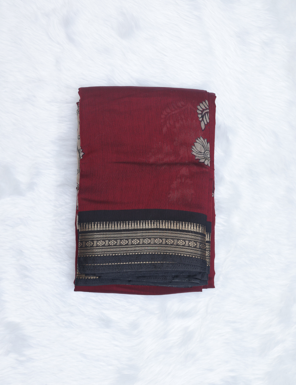 Maroon &amp; Black Pen Kalamkari Pattern Chennur Silk Saree