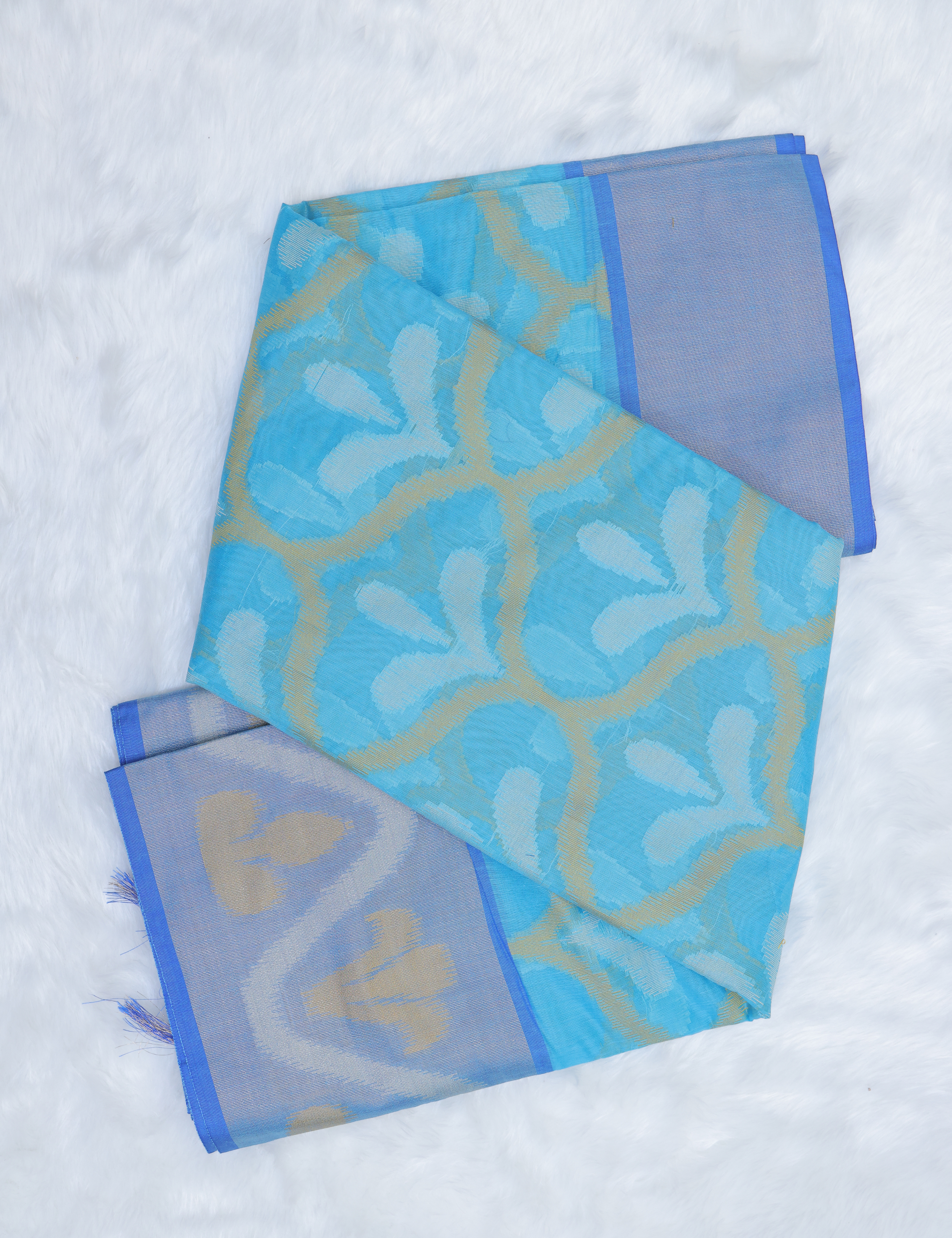 Banarasi Pochampally Silk Saree with Blouse –Sky Blue