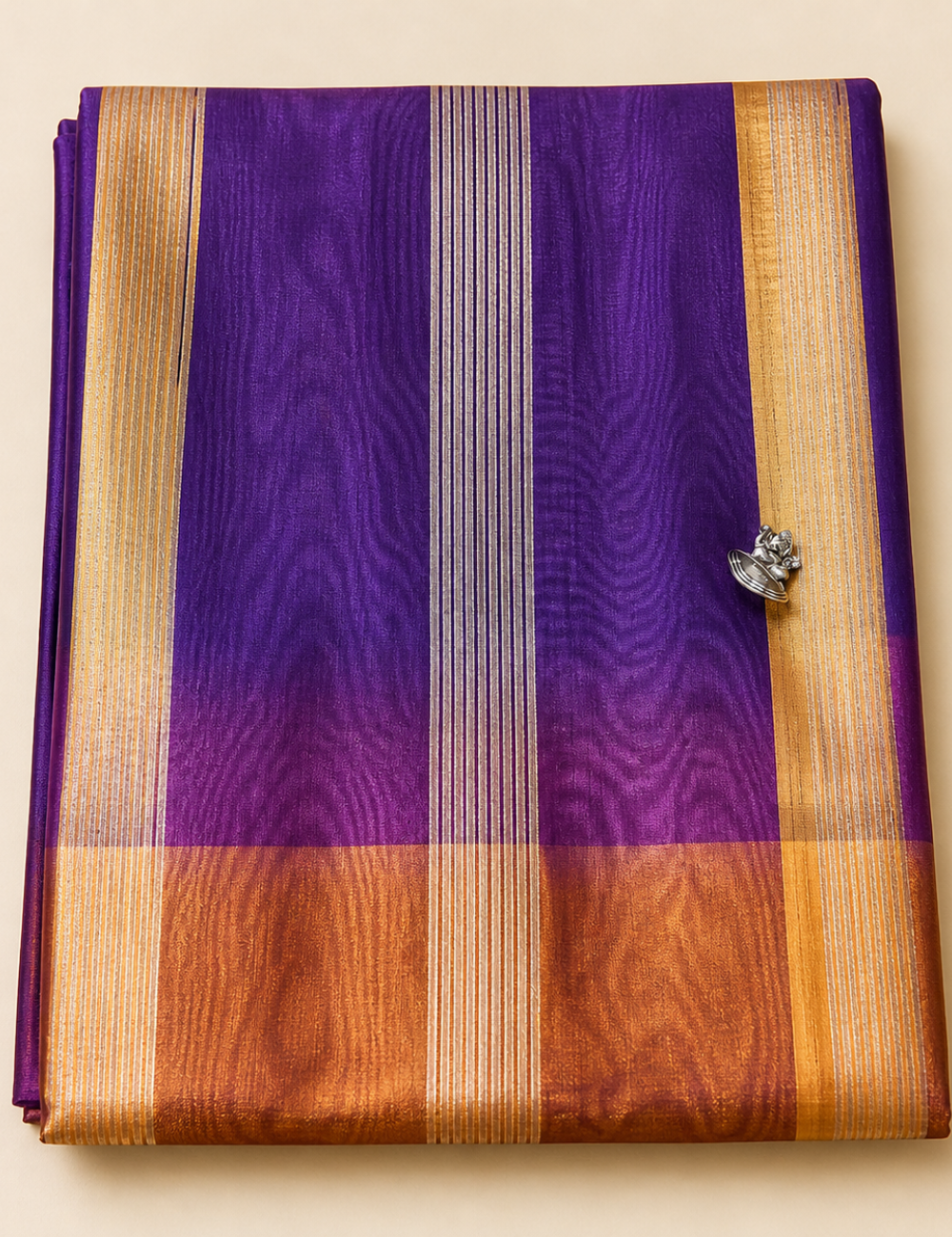 Royal Purple Tussar Silk Saree with Blouse