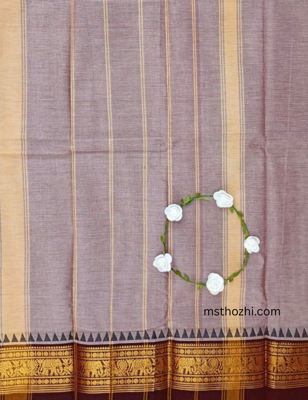 Chettinad Cotton Saree (Traditional Temple Border Style)