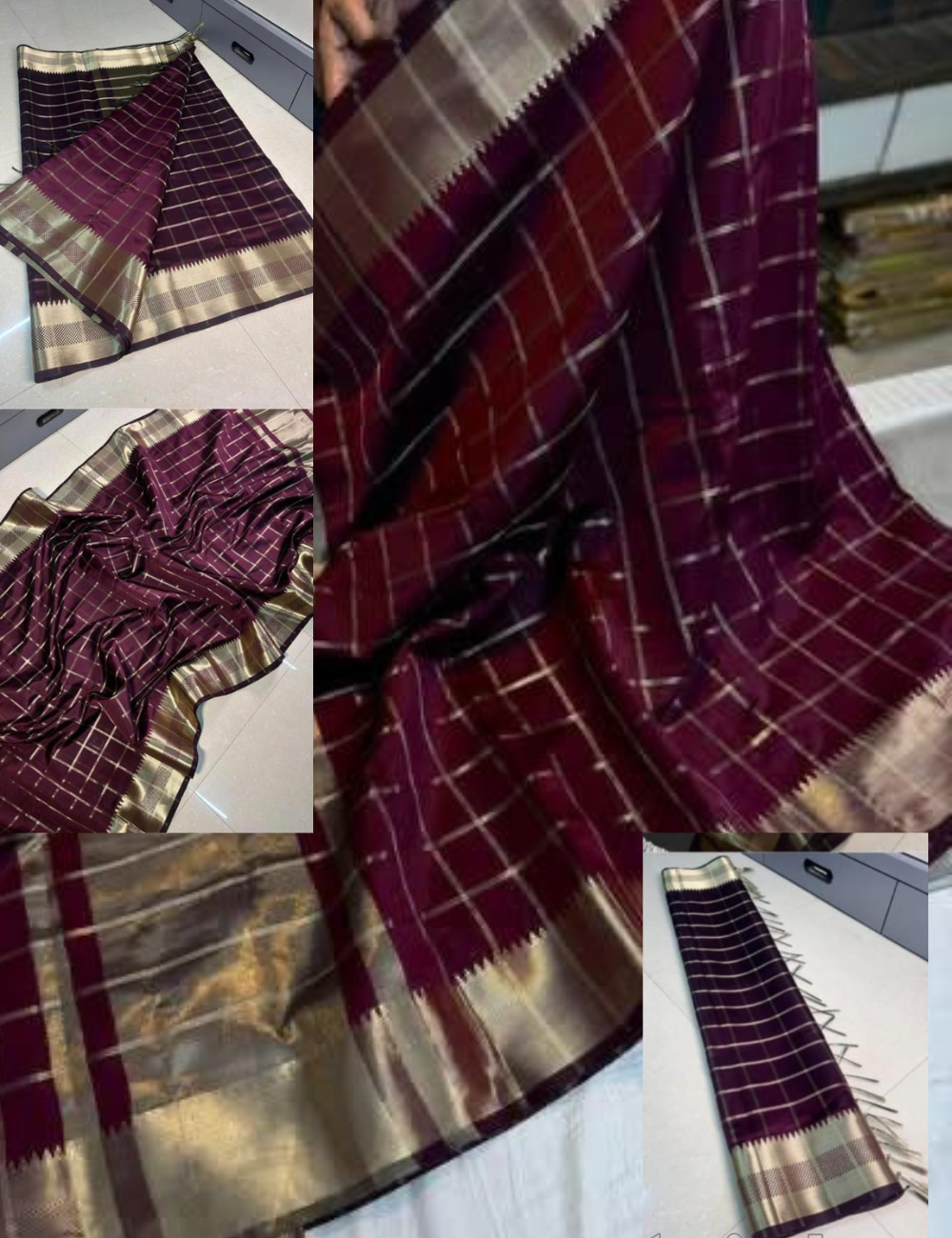 Banarasi Silk Celebrity Checks Party Wear Saree with Blouse