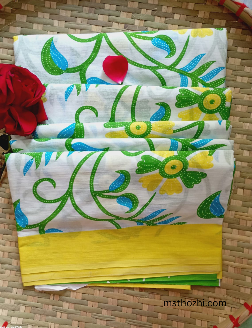 Premium Mulmul Cotton Floral Saree with Blouse | Soft Lightweight Summer Wear