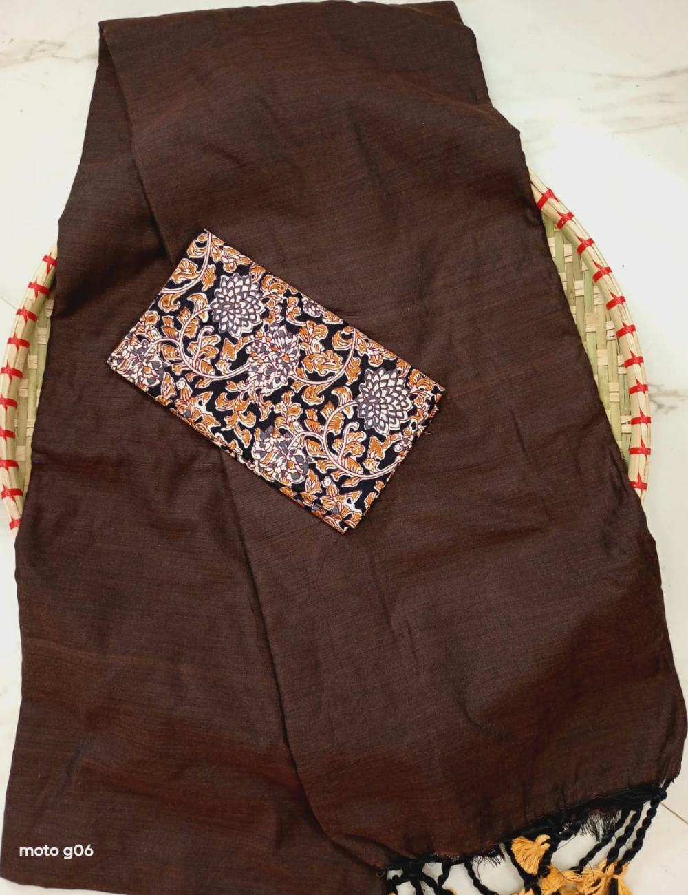 Coffee Brown Khadi Cotton Saree with Blouse | Soft Handloom Saree for Daily & Office Wear