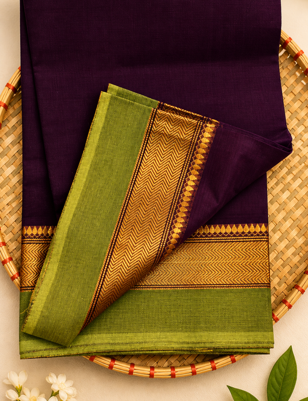 Elegant Chettinad Cotton Saree with Zari Border
