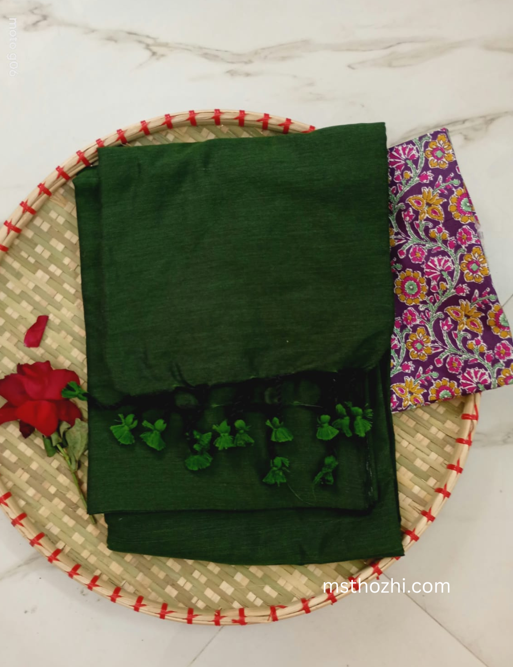 Elegant Green Khadi Cotton Saree with Blouse