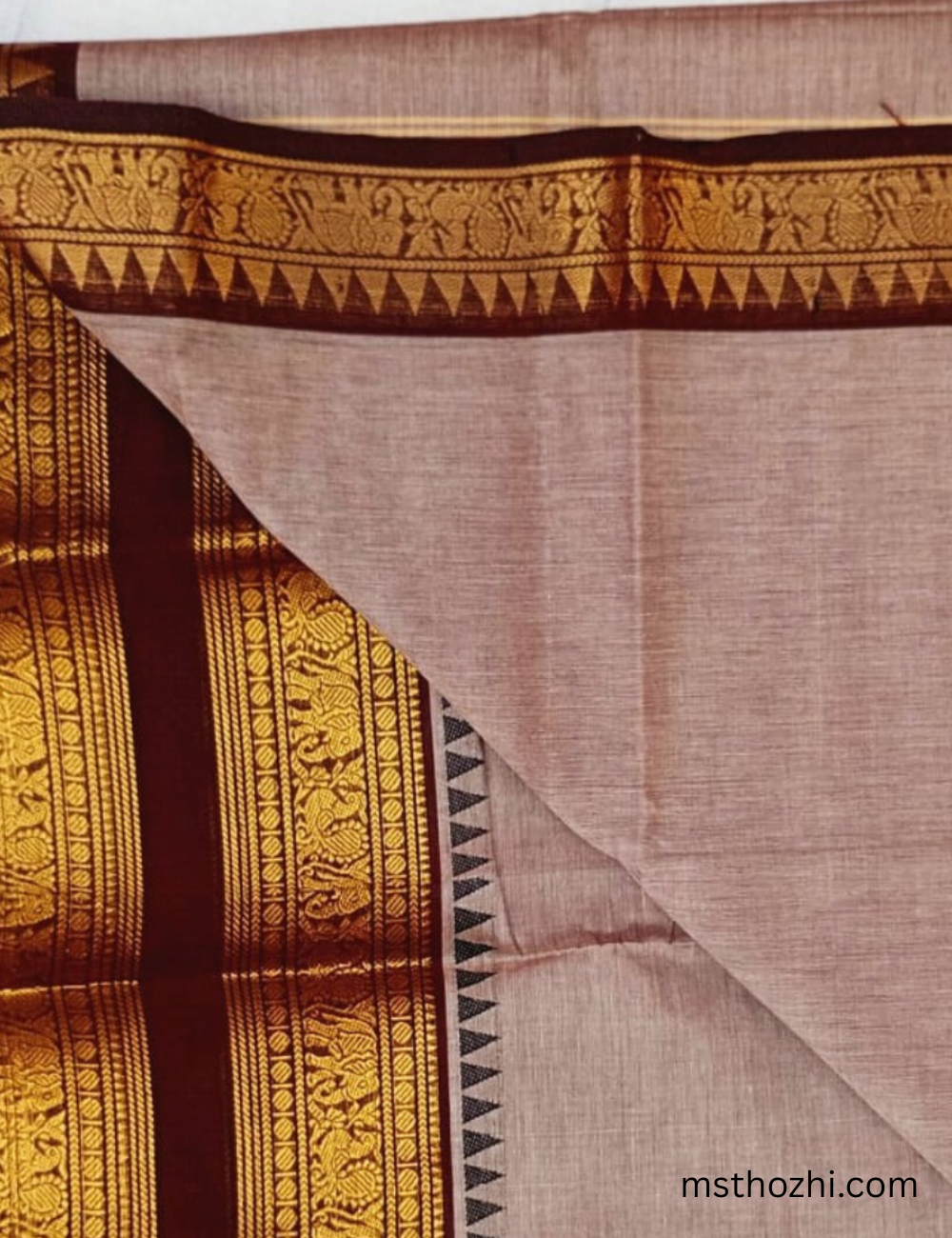 Chettinad Cotton Saree (Traditional Temple Border Style)