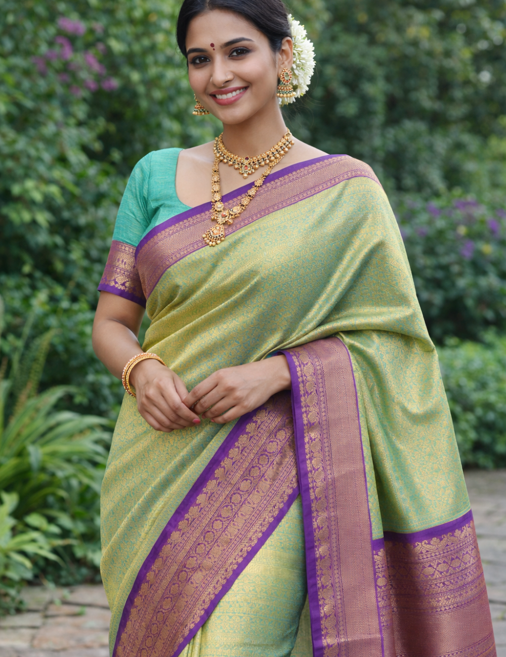 Banarasi Kathan Silk Sarees – Green & Yellow Dual Elegance