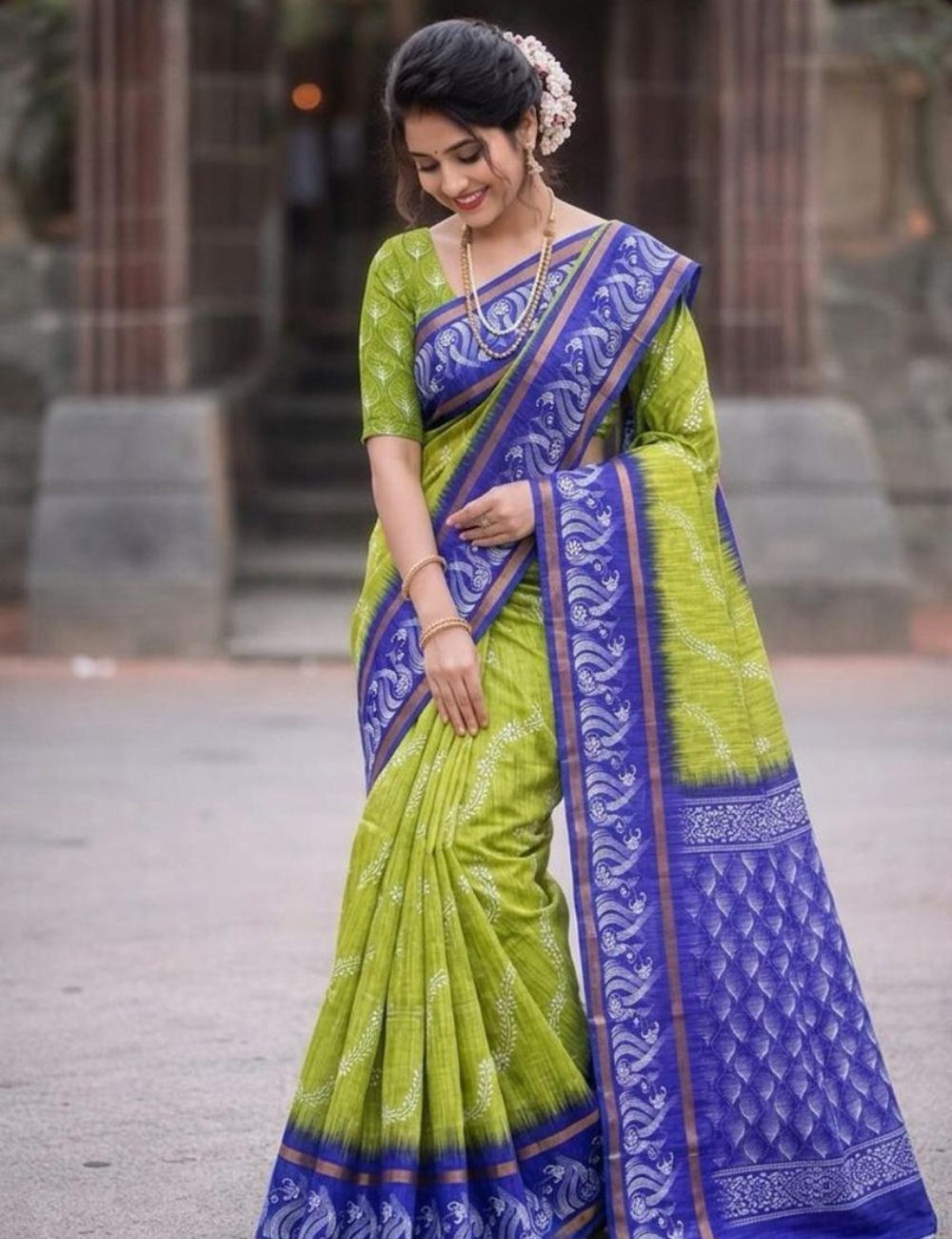 Bentex Border Slub Cotton Saree with Blouse