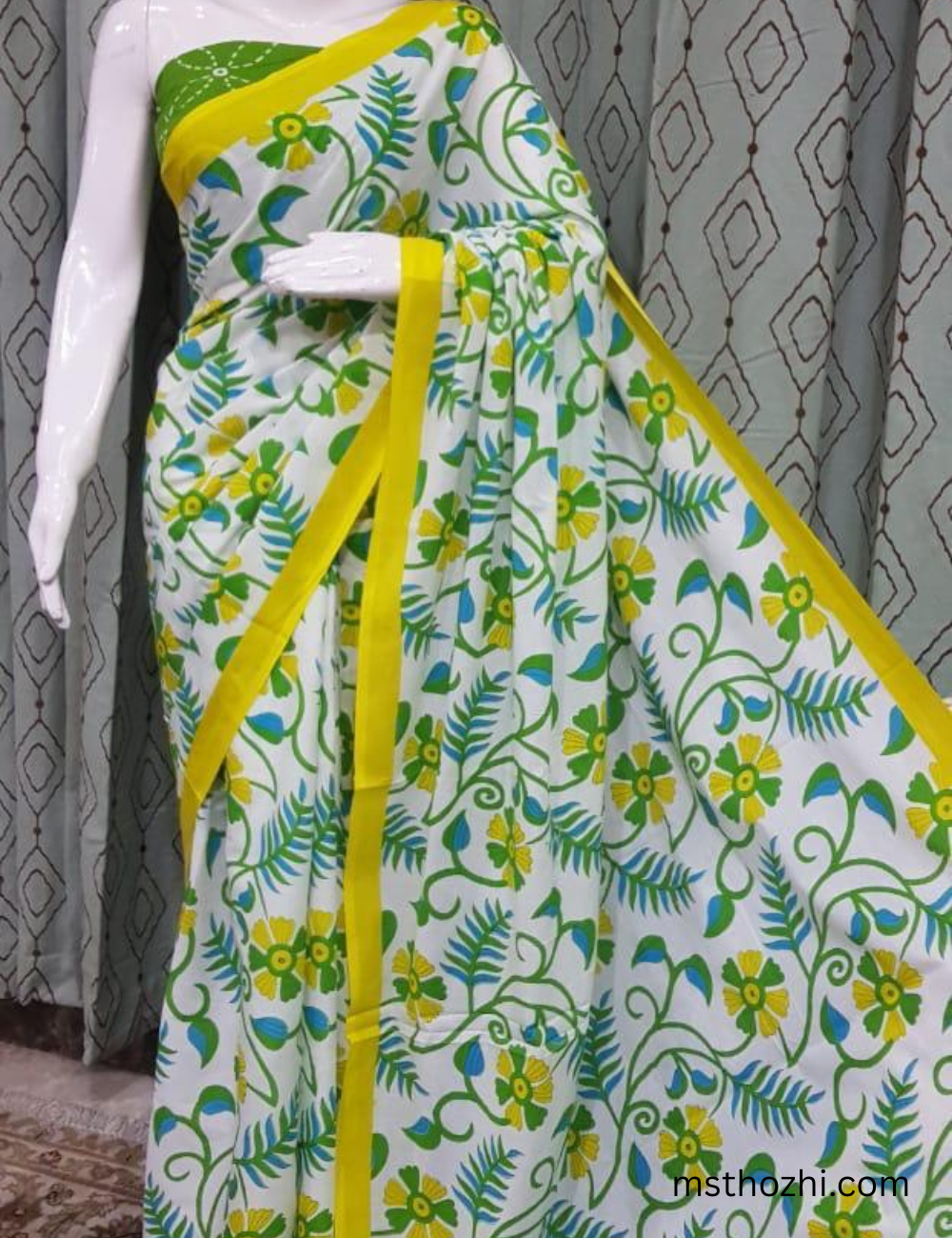 Premium Mulmul Cotton Floral Saree with Blouse | Soft Lightweight Summer Wear