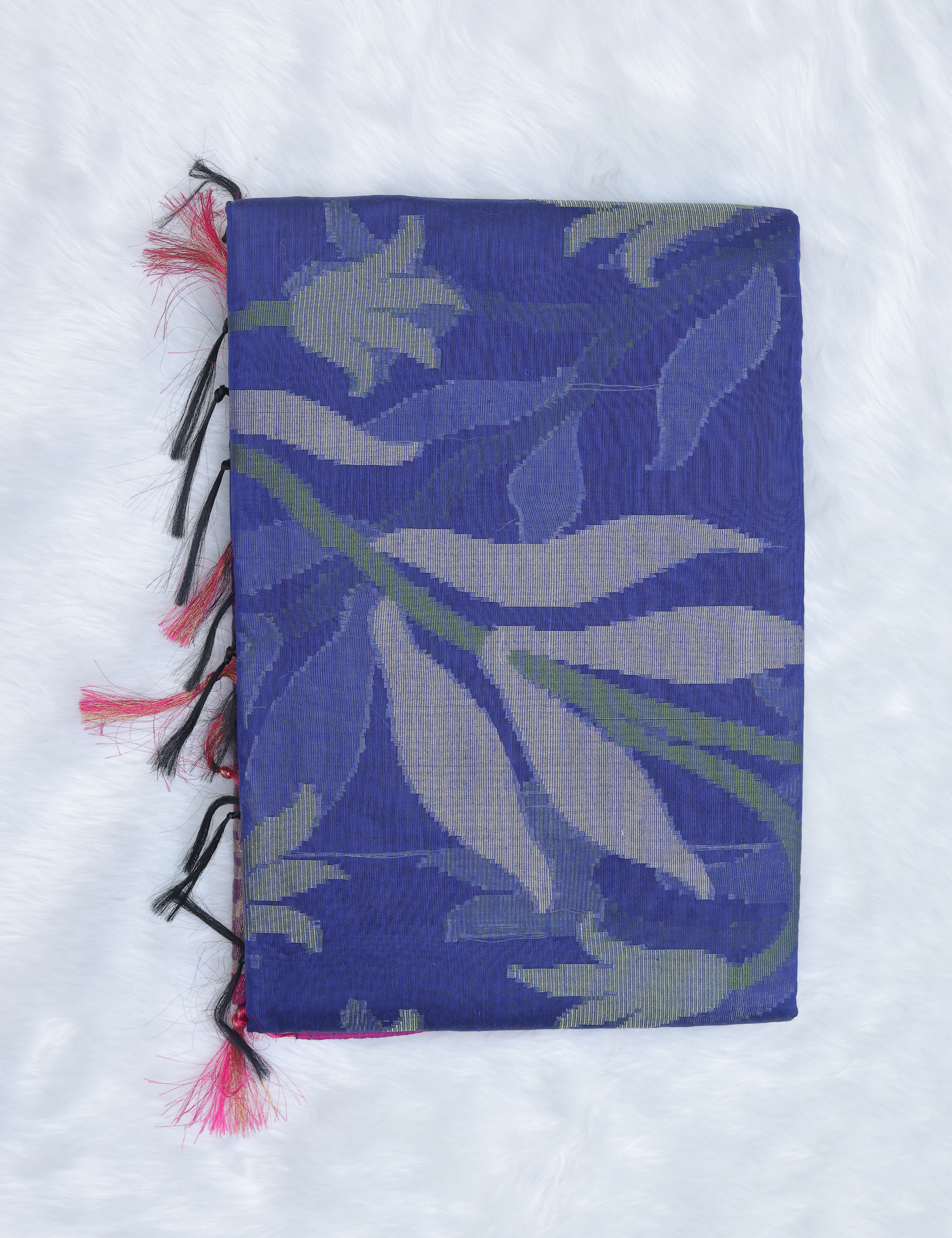 Banarasi Pochampally Silk Saree with Blouse – Royal Blue &amp; Pink