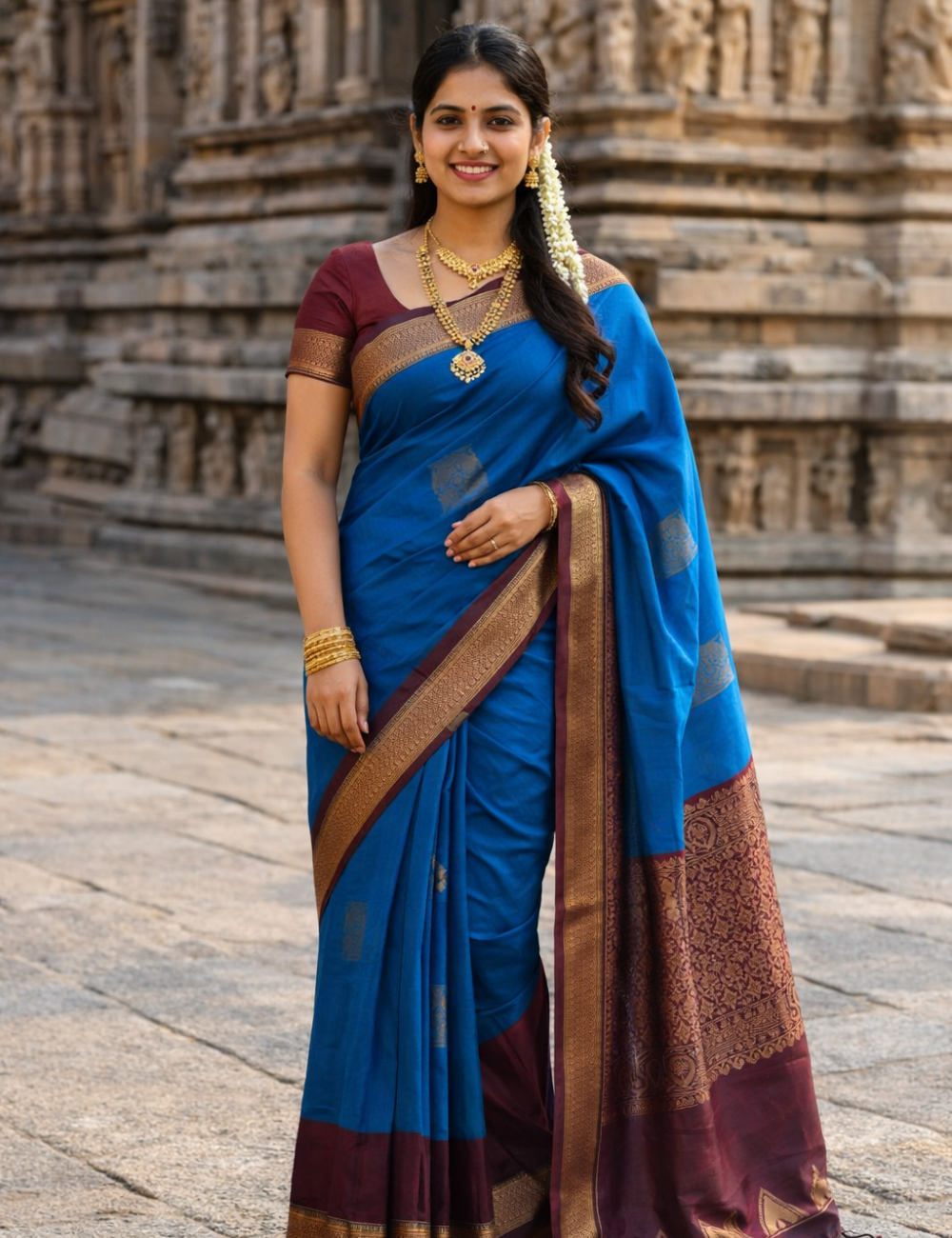 Elegant Dual Tone Silk Cotton Saree with Rich Zari Border